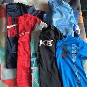 Boys size 6/7 Nike and Under Armour shirts and hoodie.